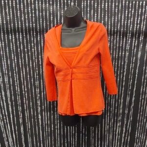 Women's Orange Top and Cardigan Set